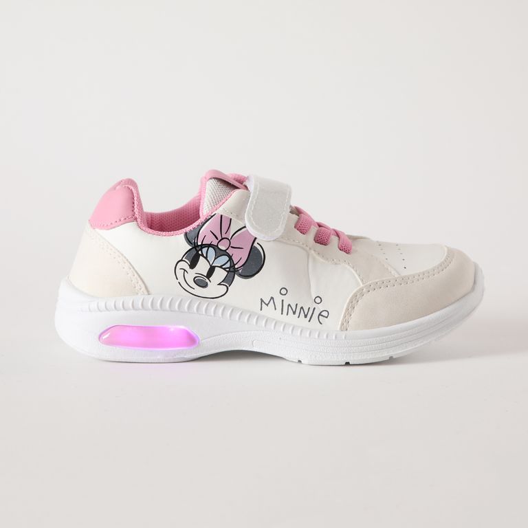 Zapatillas Con Luces Niña Carita Minnie Blanco
