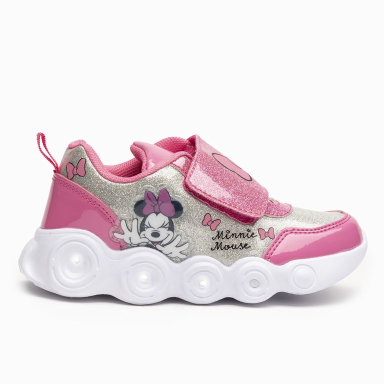 Zapatillas Con Luces Niña Cinta Minnie Fucsia
