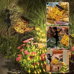 GENERICO - Regadera Solar Decorativa con Hada y Luces LED Cálidas para Jardín