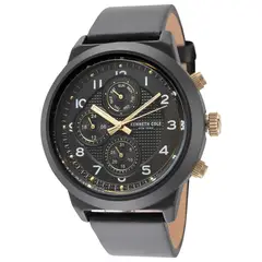 KENNETH COLE - Reloj análogo para hombre 47 mm negro con pulsera de cuero modelo KC50884003