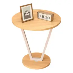 GENERICO - Velador Moderno de Madera y Metal Mate Cubierta Redonda 40x30x60 cm
