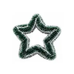 GENERICO - Pack 2 Estrella Navideña Decorativa de Tinsel Verde Blanco – Ideal para Puertas, Paredes y Ventanas