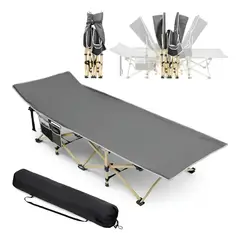 GENERICO - Catre Plegable Portátil Para Camping Cama De Campaña 190x68 cm Gris 120 kg