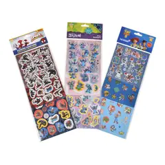 DISNEY - Set 3 Laminas Stickers Comunes Metalizados Y Puffy