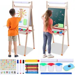 EVERSO - Pizarra Magnética Doble Cara Caballete 3 en 1 para niños Ajustable de 72-115cM