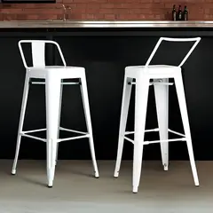 GENERICO - Taburete Piso Bar Respaldo Bajo Metal Blanco 102 cm 180 kg