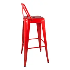 GENERICO - Taburete Piso Bar Respaldo Bajo Metal Rojo 102 cm 180 kg