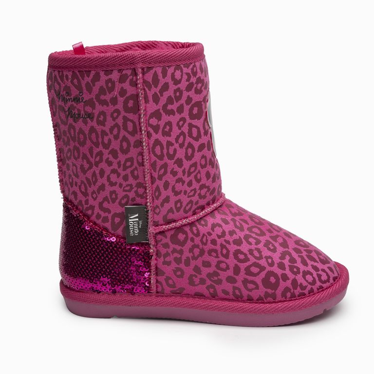 Bota Chiporro Niña Animal Print Minnie Fucsia