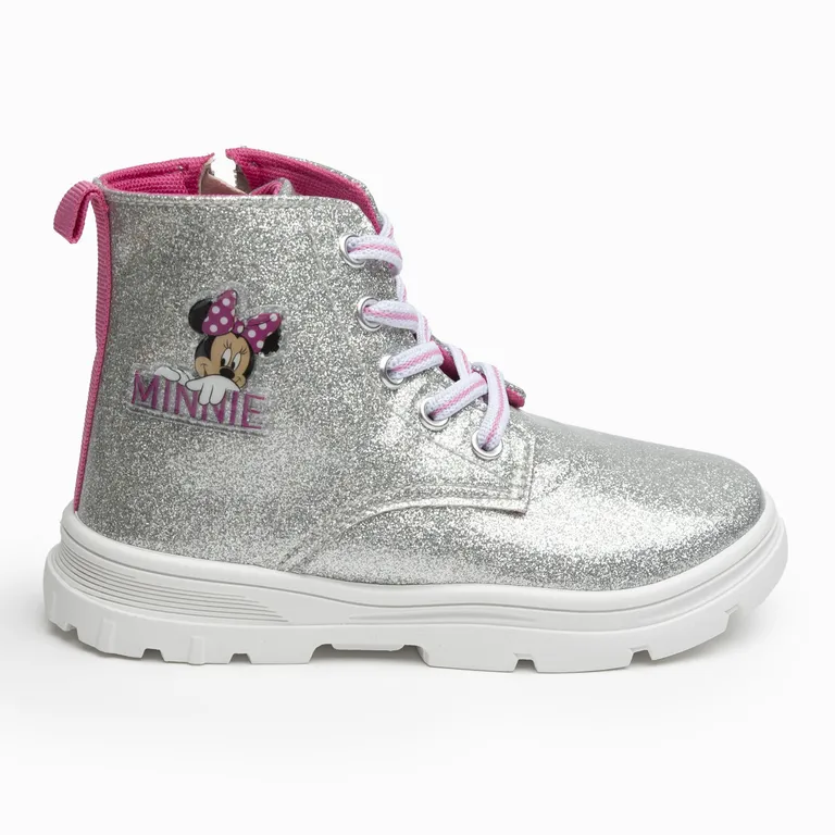 Botin Niña Brillos Minnie Plateado
