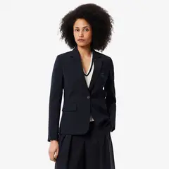 LACOSTE - Chaqueta Mujer De Lana Ajustada Con Logotipo Azul
