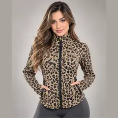 DEXUZ - Chaqueta Deportiva Animal Print Cierre Bolsillos y Pasadedo