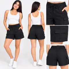 AAYO MODA - Short Cargo Mujer Franela Algodon Bolsillos Tallas S A XL