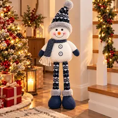 GENERICO - Muñeco de Nieve Navideño Patas Largas 110cm Blanco Navidad