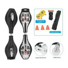 GENERICO - Monopatín Profesional Patineta Reforzada 2 Ruedas Con Luz Blanco Negro LABG