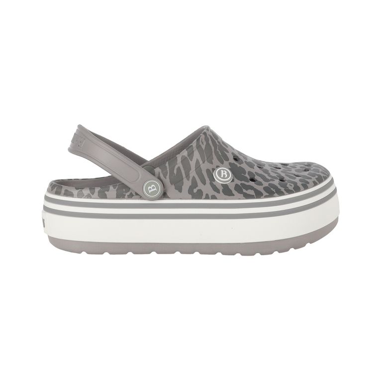 Zuecos Mujer Airline High Print Gris