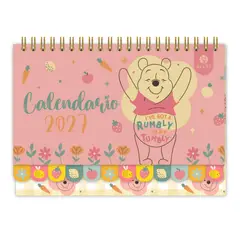 ASCOTT - Calendario Winnie Pooh Floral Rosa 2027 21x12 cm
