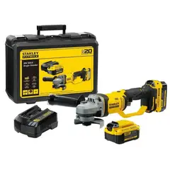 STANLEY - Esmeril Angular Inalámbrico 4-1/2" 20V SCG400M2K-B2 + 2 Baterías 4Ah y Maletín