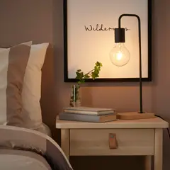 IKEA - TVÄRHAND lámpara mesa negro/bambú CL