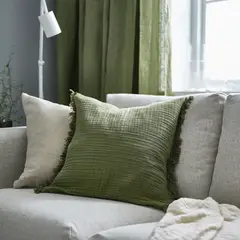 IKEA - VALLKRASSING funda cojín 50x50 menta grisáceo