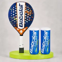 BABOLAT - SUPER PACK PALA DE PADEL ALIOTH JUNIOR + 2 TARROS DE PELOTAS COURT