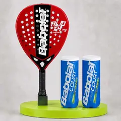 BABOLAT - SUPER PACK PALA DE PADEL ALIOTH PRO JUNIOR + 2 TARROS DE PELOTAS COURT
