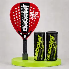 BABOLAT - SUPER PACK PALA DE PADEL ALIOTH PRO JUNIOR + 2 TARROS DE PELOTAS ACE
