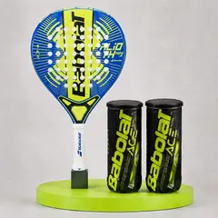 BABOLAT - SUPER PACK PALA DE PADEL ALIOTH MINI JUNIOR + 2 TARROS DE PELOTAS ACE