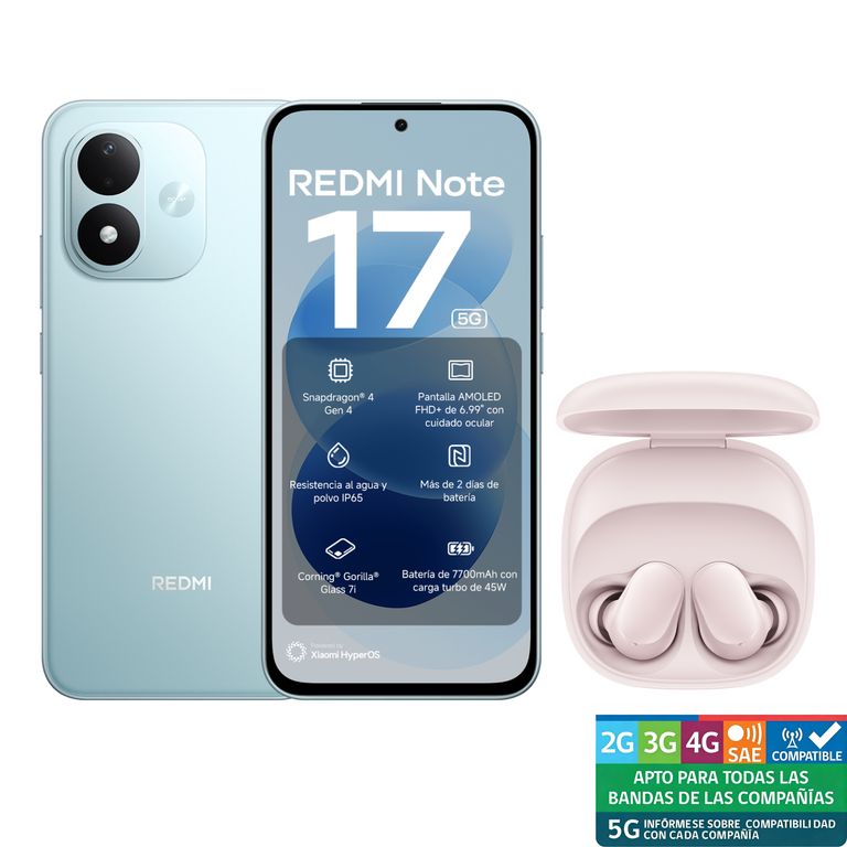 REDMI Note 17 5G Verde azulado 6G RAM 128G ROM+REDMI Buds 6 play rosa