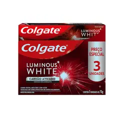 COLGATE - Pack Pasta Dental Luminous White Carbón 3x70gr