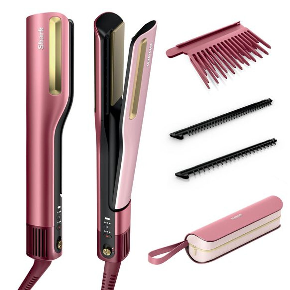 SHARK - Plancha y Secadora de Pelo Shark SilkiPro con Estuche de Viaje - Rose Petal