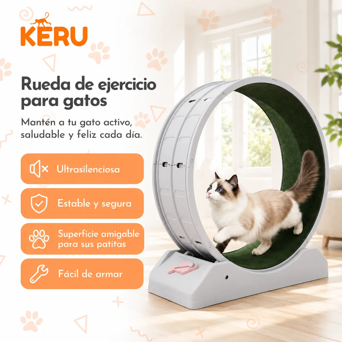 KERU - Rueda De Ejercicio Para Gatos KERU Caminadora Para Interior