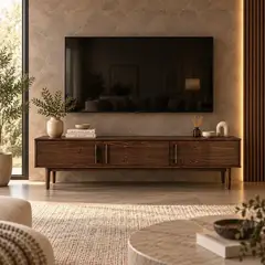 DANIELS - Rack para TV hasta 75´ De Madera Solida Tecca Café