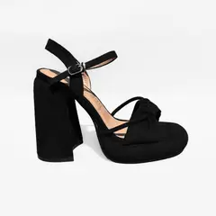 BOTELI - SANDALIA MUJER GAMUZA LINA NEGRO BELLA MODA