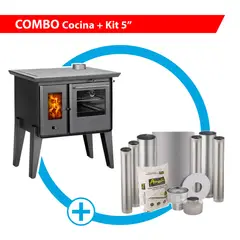 AMESTI - COMBO COCINA A LEÑA COMBUSTION LENTA ALMA + KIT INSTALACIÓN 5