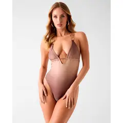 GUESS - Traje De Baño Iris Halter One Piece Swimsuit Marron