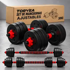 GENERICO - Set Mancuernas Y Barra Ajustable 30kg Pesas Para Ejercicio