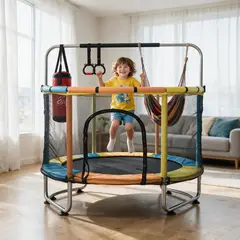 BABYLUNA - Mini Trampolín Cama Elástica 1.4M con 5 Juguetes Para Niños