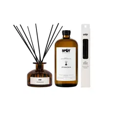 SPOT ESSENCE - Kit Difusor de Varillas Ambar 225 mL + Refill 500 mL + Set 20 Varillas Ipanema