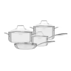 TRAMONTINA - Batería de Acero 4 pzas Triple Cuerpo Grano Glass