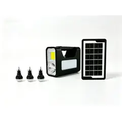 CHINA - Kit Sistema Iluminación Solar Portátil GD-8019 Con Panel Linterna 3 Ampolletas LED Y Carga USB