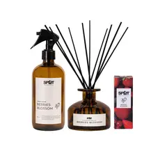 SPOT ESSENCE - Kit 3 Productos Difusor de Varillas + Home Spray + Aromatizador de Auto Berries Blossom
