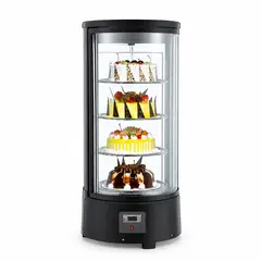 VA COMPANY & SUPPLY - Vitrina Refrigerada Sobremesa 72 L 4 Bandejas Giratorias 220W Negra