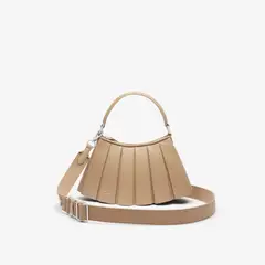 LACOSTE - Bolso Unisex De Piel Pequeño Lenglen Runway Beige