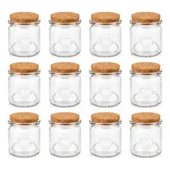 GENERICO - Pack 12 Frascos Vidrio 150ml Tapa Corcho Para Postres