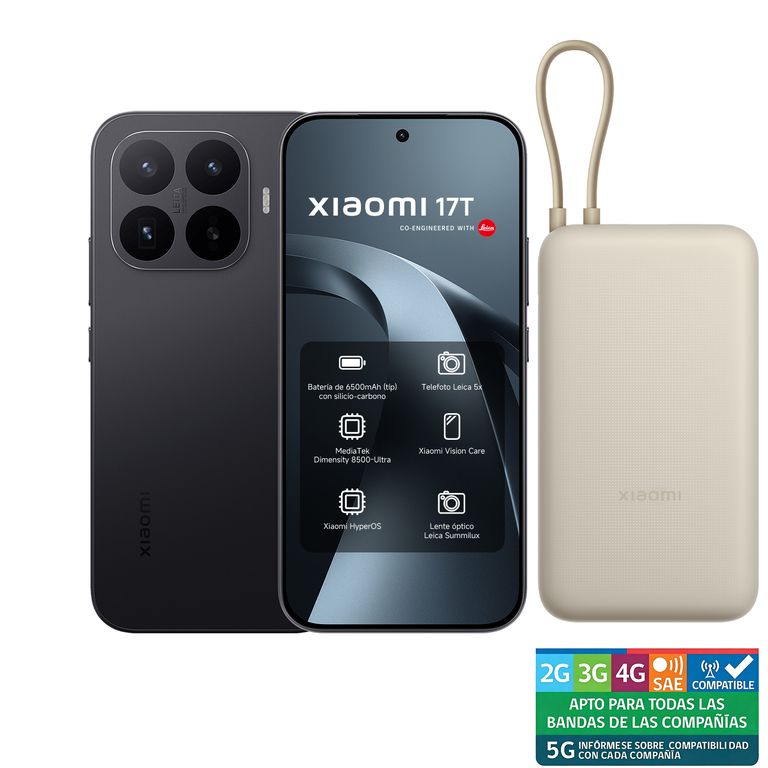 17T Negro 12GB RAM 512GB ROM+Xiaomi 33W Power Bank 20000mAh (Integrated Cable)Tan