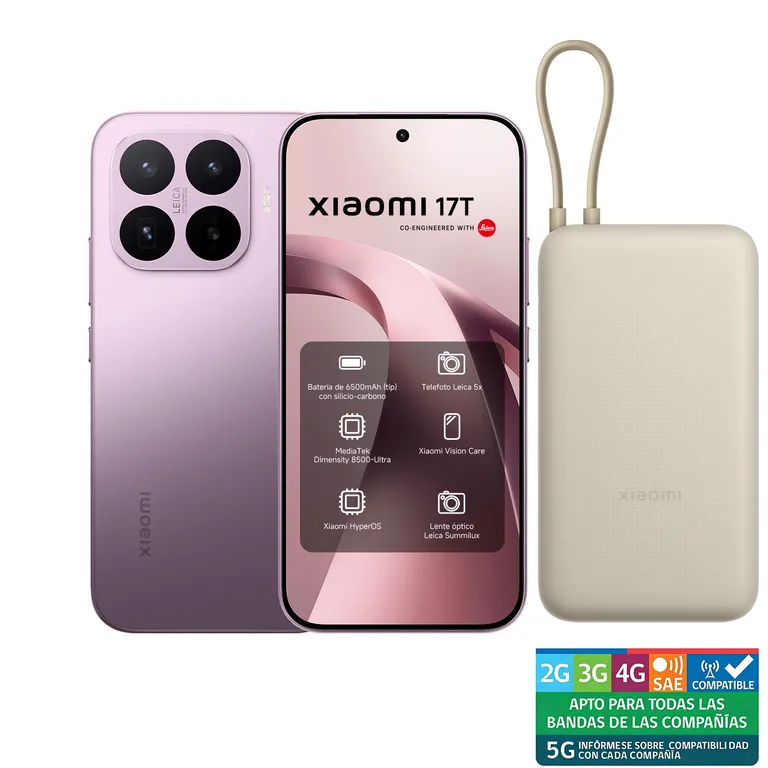 17T Violeta 12GB RAM 512GB ROM+Xiaomi 33W Power Bank 20000mAh (Integrated Cable)Tan