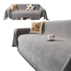 ATURE - Funda Cubre Sofá Mezcla Poliéster Chenilla Gris 180 x 260 cm