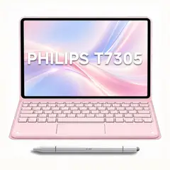 PHILIPS - Tablet T7305 4GB+128GB WiFi 10.1” Gris Teclado Rosa+Lápiz táctil