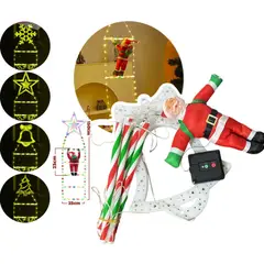 GENERICO - Luces Led Solar 150cm Forma Escalera Con Viejito Pascuero y Campana Navidad