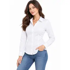 XPRESS RECHARGE - Camisa Mujer Ajustada Stretch – Manga Larga